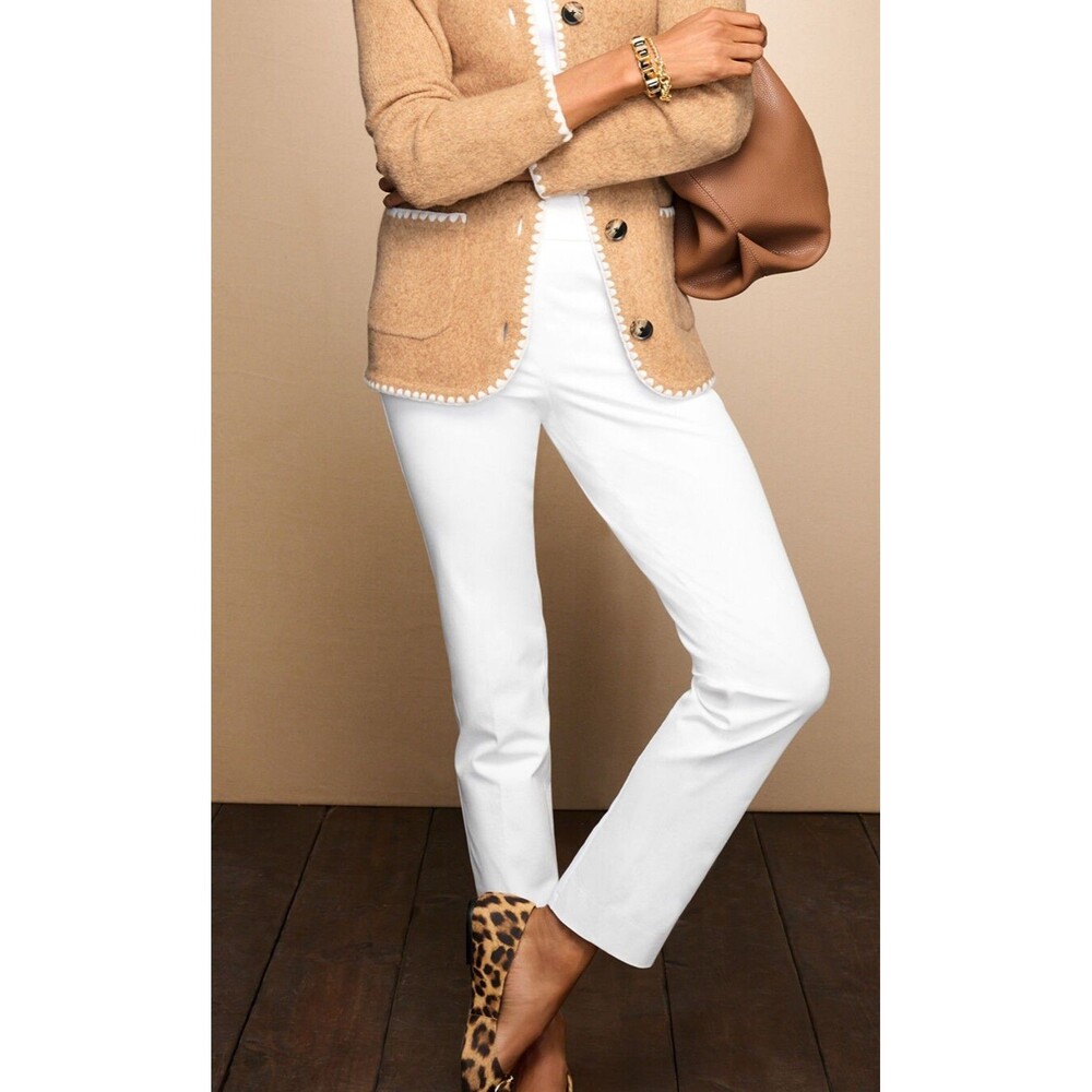 Talbots Chatham Ivory White Bi-Stretch Slim Ankle Pants 16 Office Siren Corpcore